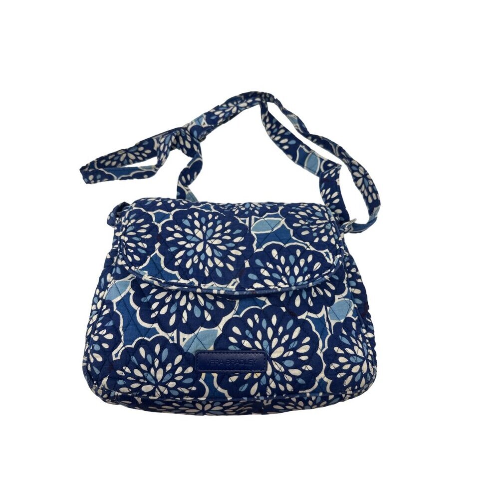 VERA BRADLEY Small Flap Crossbody Petal Splash Retired Blue